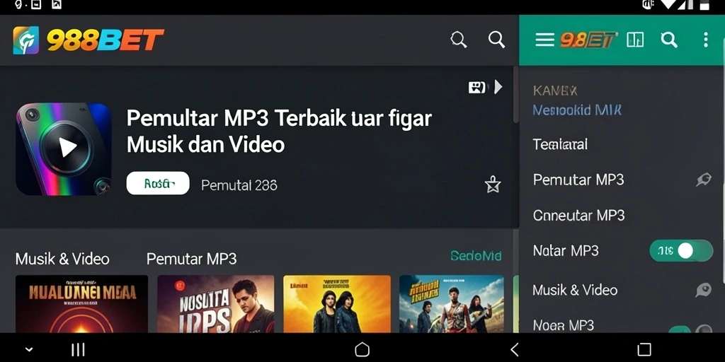 Antarmuka 988BET yang sederhana dan fungsional dalam pemutar MP3.