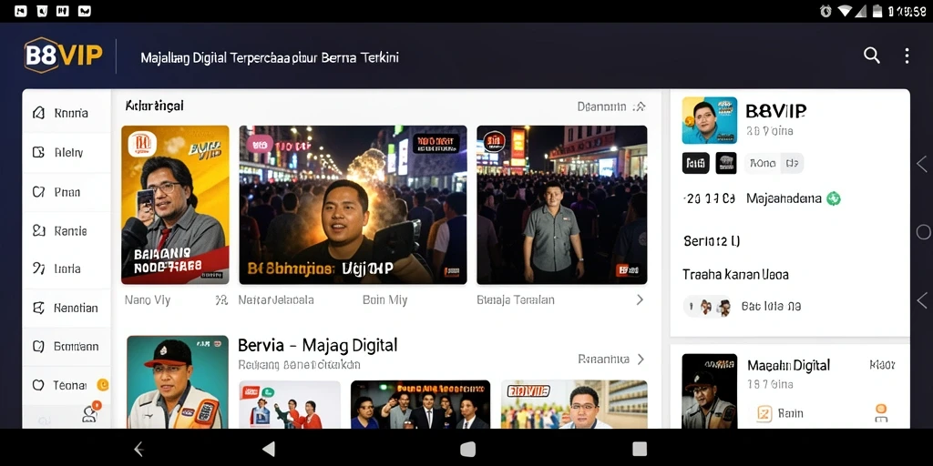 Tampilan utama B8VIP dengan antarmuka modern dan berita terkini.