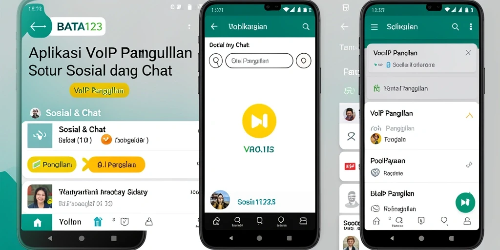 Antarmuka BATA123 yang bersih dan intuitif untuk panggilan VoIP.