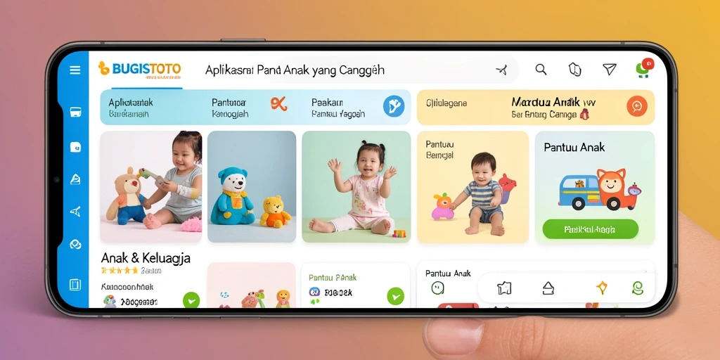 Tampilan antarmuka aplikasi BUGISTOTO yang ramah anak.