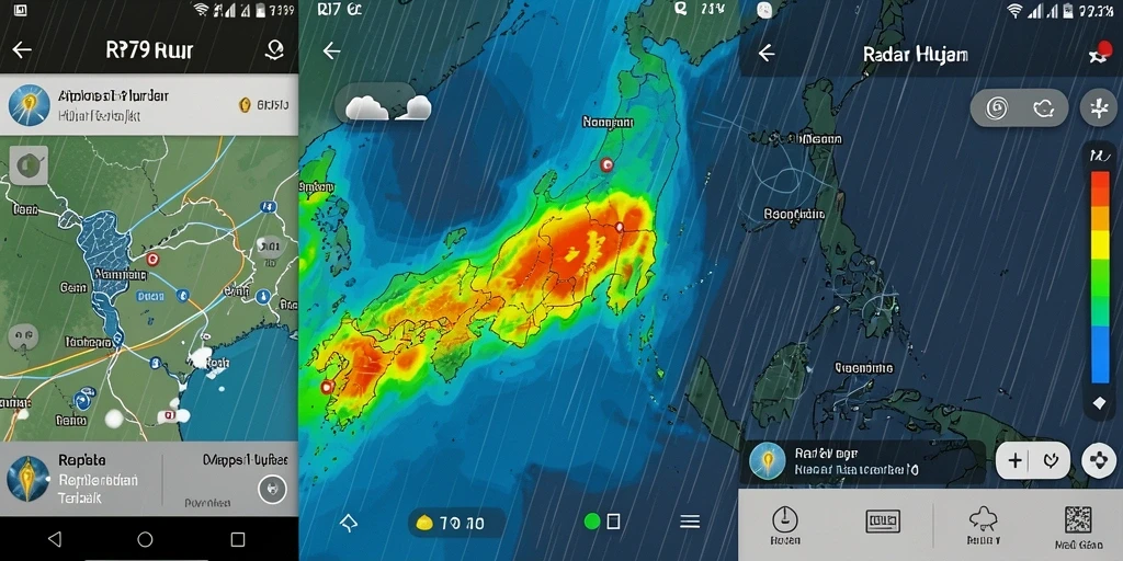 Screenshot utama RP79 menampilkan peta radar hujan yang informatif.